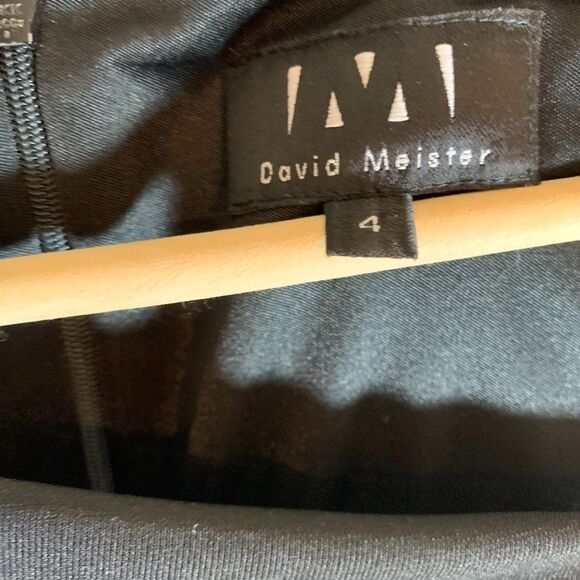 David Meister Asymmetrical Black Sheath Dress Sz 4 - Picture 3 of 6